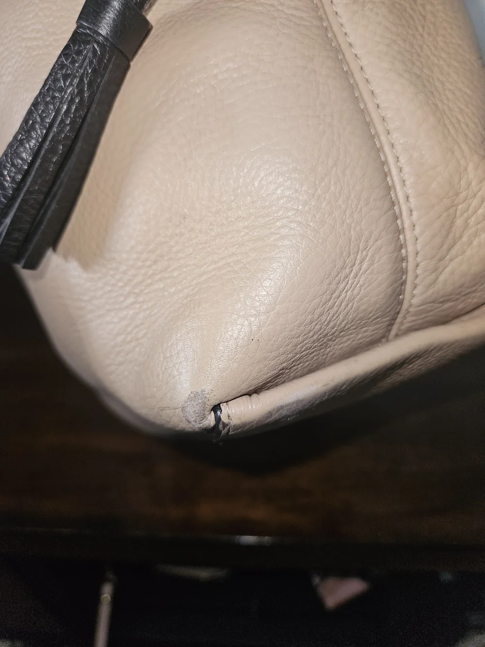 Women's Beige Tote Bag with Black Straps